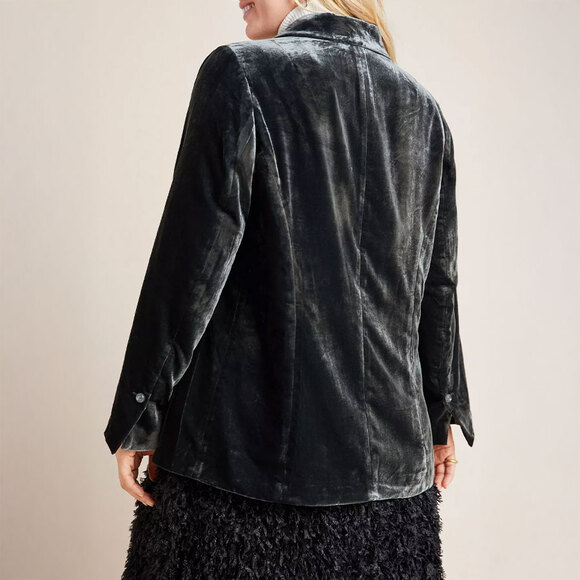 ANTHROPOLOGIE Alessia Velvet Blazer in Gray Green Size XL - Picture 4 of 16